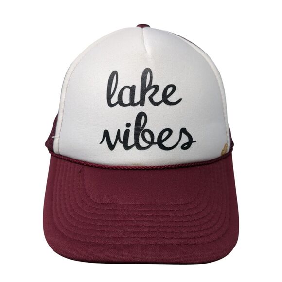 Lake Vibes Snapback Trucker Hat Red One Size Adjustable Mesh Back Rope - Picture 1 of 9